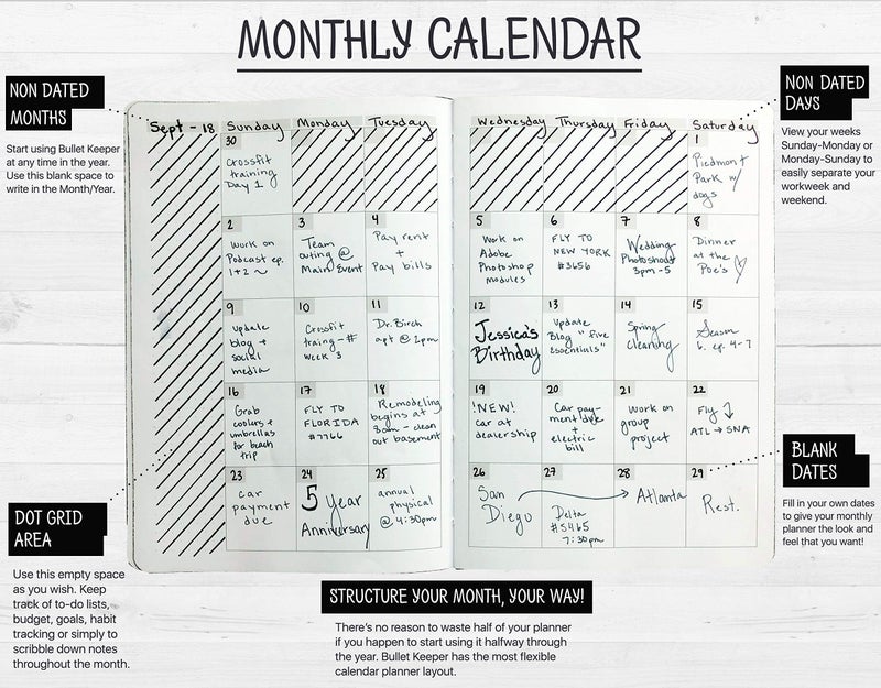 BK UNDATED Yearly Weekly/Monthly Planner 2026-27 Daily Planner Agenda & Personal Organizer to Increase Productivity, Academic Planner w/Sticker Set. A5 (5.8 x 8.3) - Gray Hardcover - Image 4